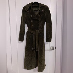 Army Green Corduroy Trench Coat